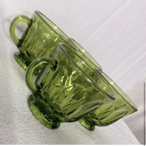 Vintage Avocado Green Glass  Punch Cups Snack Cups x4 - Picture 5 of 8